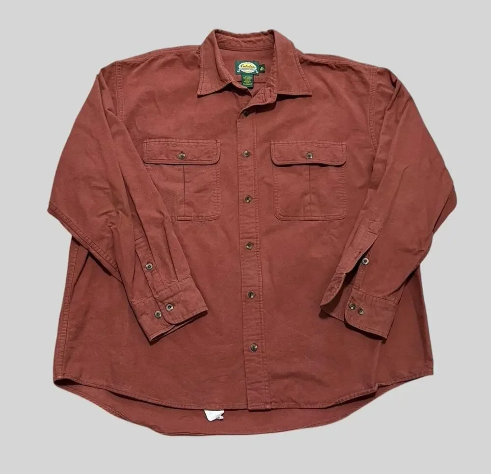 Cabela's Deer Skin Soft Chamois Shirt Jacket Men's XL Heavy Button Up Mauve